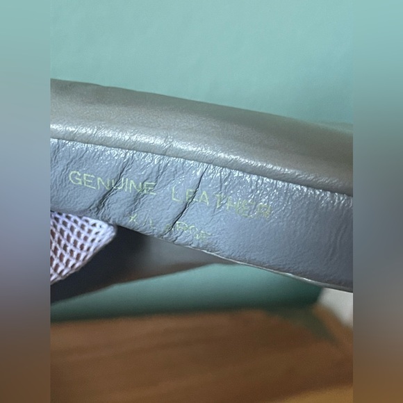 RARE Vintage ADOLFO Unisex Gray Leather Travel Slippers w/Zipper Case XL - Picture 2 of 10